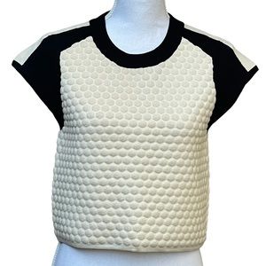Rag & Bone Kelsie 3D Dot Textured Merino Crop Top Black Trim Women’s Small